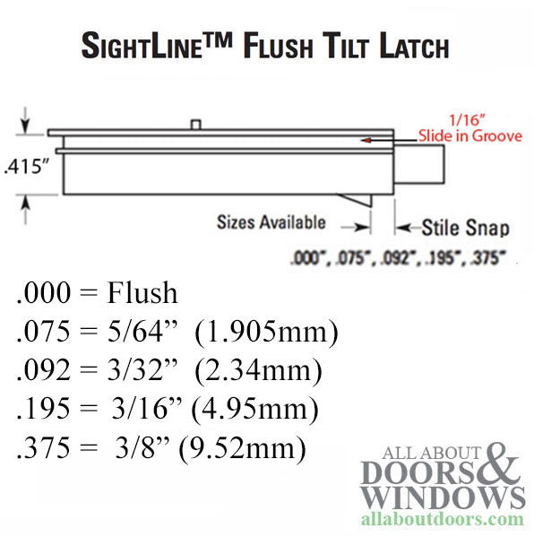 45 degree latch bevel, 1/4