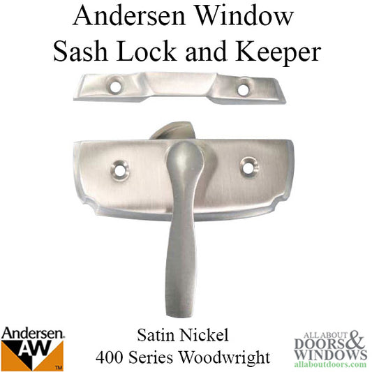 Andersen Woodwright Double Hung Windows Sash Lock & Keeper Set - Brushed/Satin Nickel