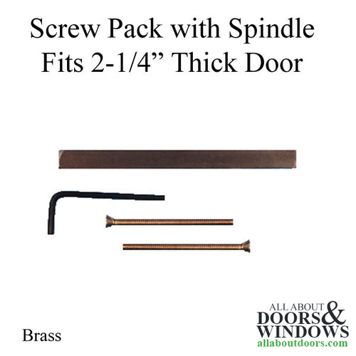 Screw Pack & Spindle, 2-1/4 Door -  Brass - Screw Pack & Spindle, 2-1/4 Door -  Brass
