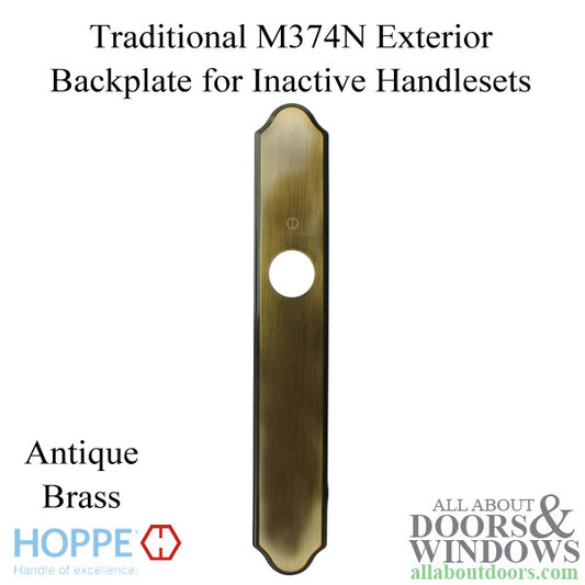 HOPPE Traditional Exterior Backplate M374N for Inactive Handlesets - Antique Brass