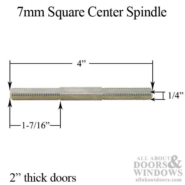 Spindle, 7mm Square center with threaded ends - Spindle, 7mm Square center with threaded ends