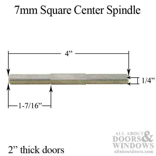 Spindle, 7mm Square center with threaded ends - Spindle, 7mm Square center with threaded ends