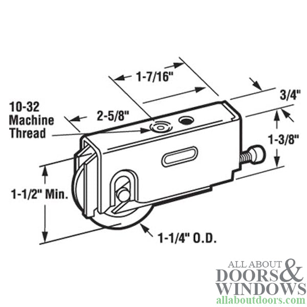 Door Roller For Sliding Doors Steel Plain Back Housing With 1.25 Inch Steel Wheels - Door Roller For Sliding Doors Steel Plain Back Housing With 1.25 Inch Steel Wheels