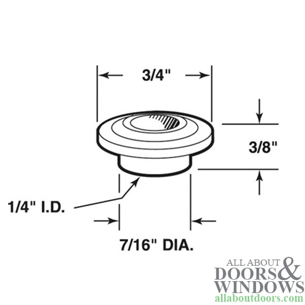 Cap / Guide, 1/4 I.D. - 3/4 O.D.  Nylon Replacement Closet Part - Cap / Guide, 1/4 I.D. - 3/4 O.D.  Nylon Replacement Closet Part