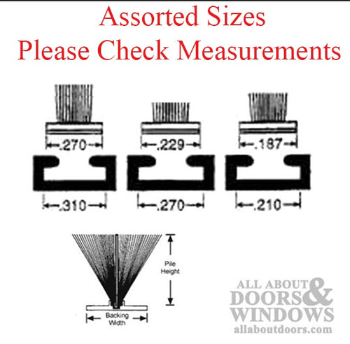 Fuzzy Weatherstrip .187 Backing x .220 Pile w/ Fin seal - Fuzzy Weatherstrip .187 Backing x .220 Pile w/ Fin seal