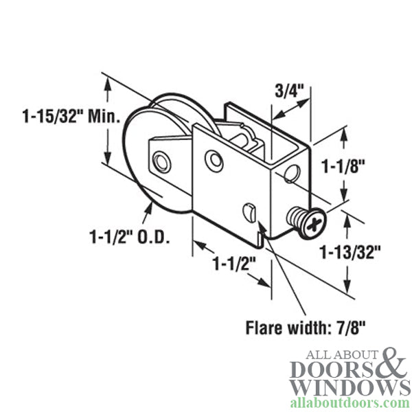 1-1/2  Steel wheel, roller assembly - 1-1/2  Steel wheel, roller assembly