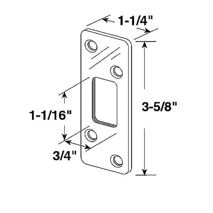 Deadbolt strike - Security - 1/4 inch Radius Corner - Chrome - Deadbolt strike - Security - 1/4 inch Radius Corner - Chrome
