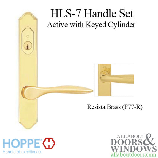 HOPPE HLS7 Handle Set with New Orleans Lever Keyed Active Resista Polished Brass