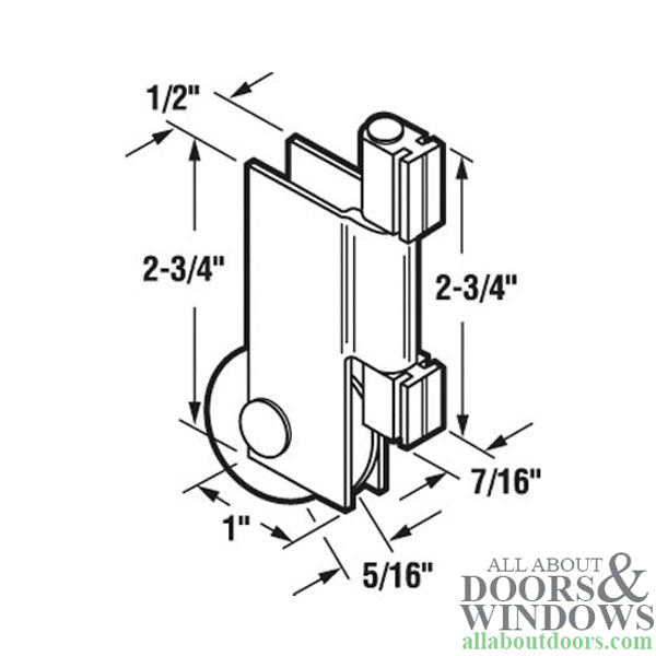 Mirror Door Roller Unit. 1-1/2 inch Wheel - Mirror Door Roller Unit. 1-1/2 inch Wheel