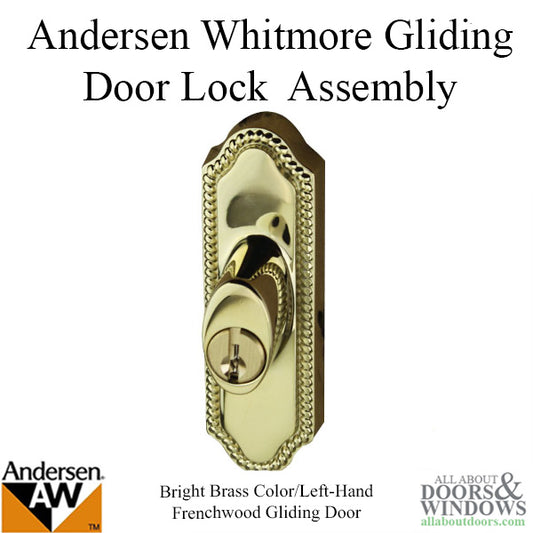 Andersen Gliding Door Keyed Lock - Left-Handed - Bright Brass Finish (1994 - Present)