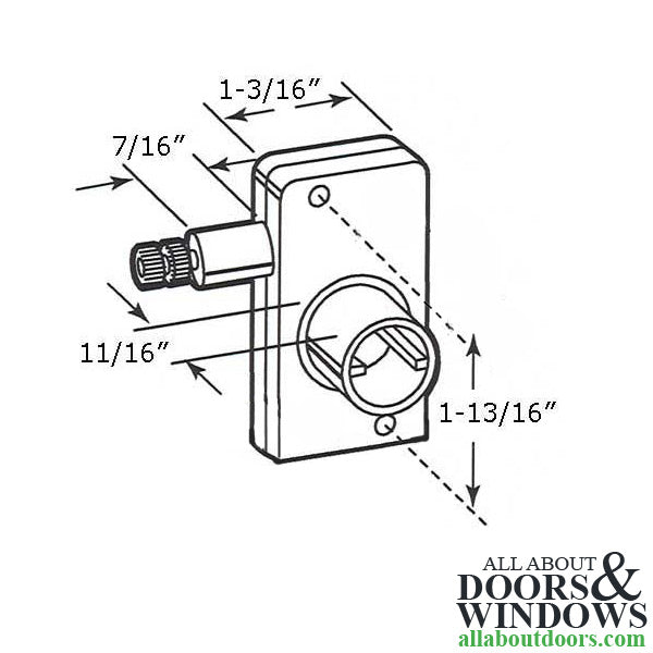 Operator, Awning or Jalousie / Louver, Slant Sill, 1-13/16 inch - Left handed; mini size - Operator, Awning or Jalousie / Louver, Slant Sill, 1-13/16 inch - Left handed; mini size