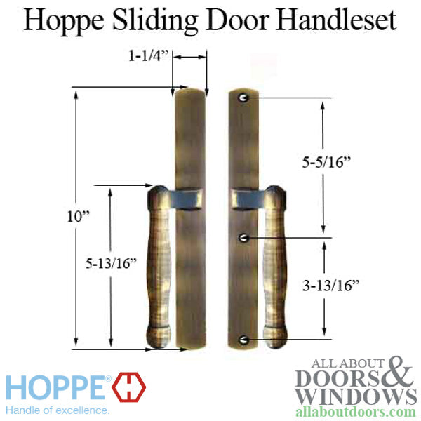 HOPPE HLS 9000 Sliding Door Handle Set Fixed Dummy Antique Brass - HOPPE HLS 9000 Sliding Door Handle Set Fixed Dummy Antique Brass