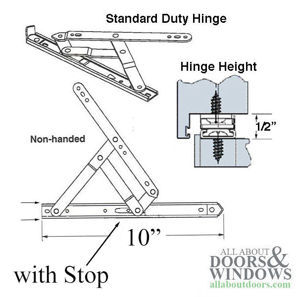 Standard Duty 4 Bar Hinge 11/16 x 10 w/ Stop - Standard Duty 4 Bar Hinge 11/16 x 10 w/ Stop