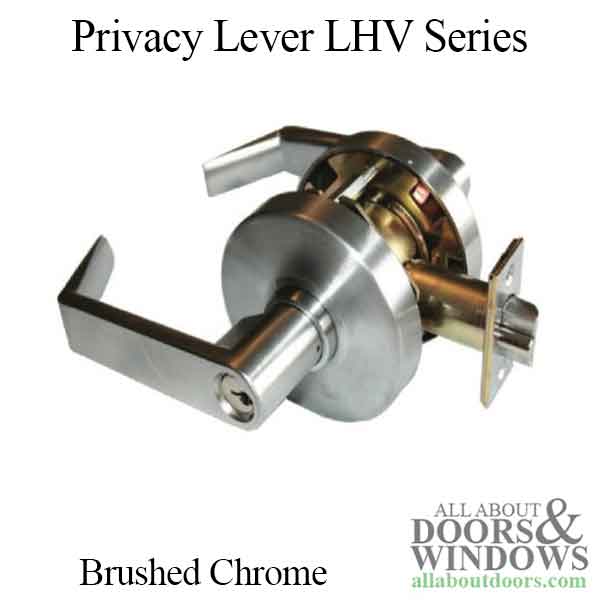 Privacy Lever, Grade 1 Commercial Lock 2-3/4bs, LHV Series - Brushed Chrome - Privacy Lever, Grade 1 Commercial Lock 2-3/4bs, LHV Series - Brushed Chrome