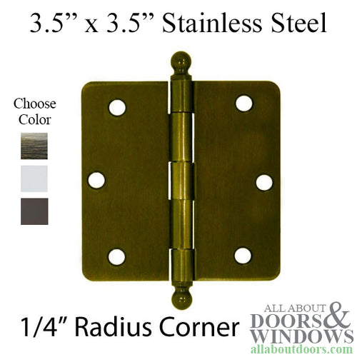 3.5 x 3.5 inch, 1/4 Radius Corners, Residential Hinges, Steel, Pair, Choose Color - 3.5 x 3.5 inch, 1/4 Radius Corners, Residential Hinges, Steel, Pair, Choose Color