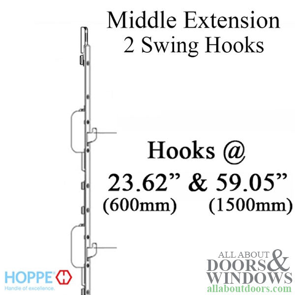 Hoppe Manual Swing Hook 16mm Middle Extension with 2 Swinghooks - Hoppe Manual Swing Hook 16mm Middle Extension with 2 Swinghooks