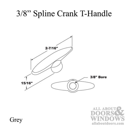 Crank Handle, 3/8 Spline, T-Shape - Grey - Crank Handle, 3/8 Spline, T-Shape - Grey