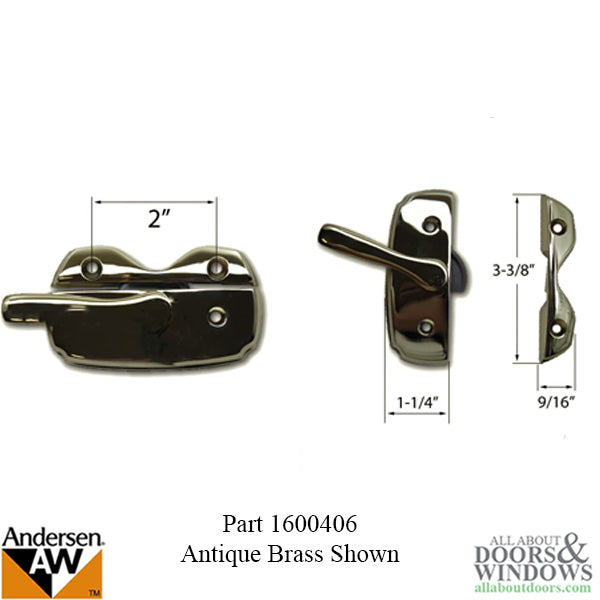 Andersen Tilt-Wash (DC) and Tilt-Wash (TW) Windows - Estate Series Sash Lock,  Brushed Chrome - Andersen Tilt-Wash (DC) and Tilt-Wash (TW) Windows - Estate Series Sash Lock,  Brushed Chrome