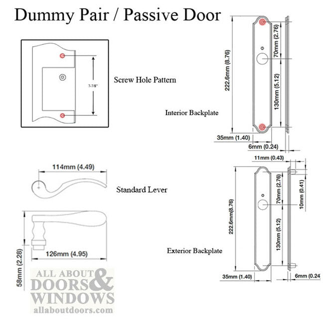 Munchen Dummy Handle Set, M112PL / 374N  Fixed Pair - Dark Bronze Metallic - Munchen Dummy Handle Set, M112PL / 374N  Fixed Pair - Dark Bronze Metallic