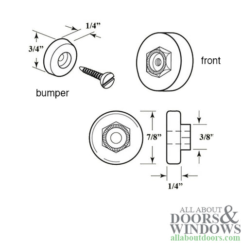 Shower Door Wheel Roller with Bumper 7/8