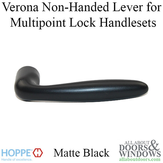 Verona Non-Handed Lever Handle for Multipoint Lock Handlesets - Matte Black