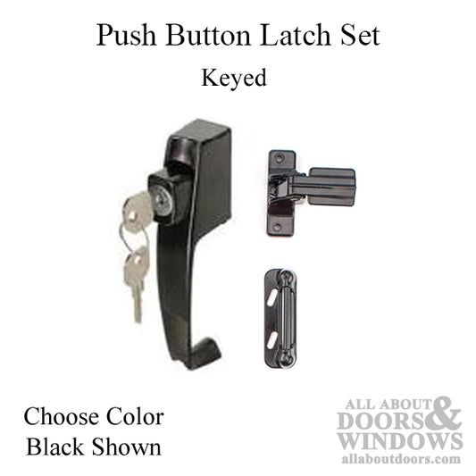 Screen Door Keyed Push Button Latch 1.75 Inch Hole Spacing