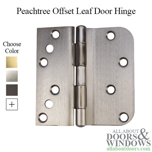 Peachtree Door Hinge, 4 x 4 Offset Leaf, Plain Bearing, Outswing Door