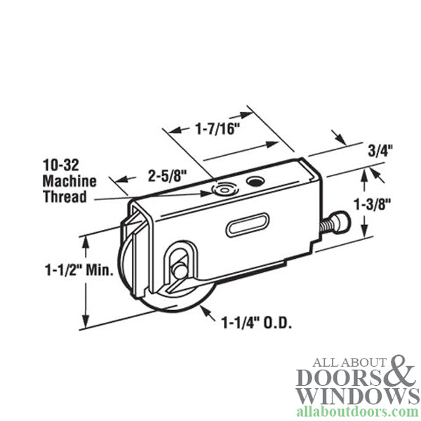 Sliding Patio Door Roller Assembly with Adjustable Steel Housing 1.25 Inch Nylon Ball Bearing Wheel Diameter - Sliding Patio Door Roller Assembly with Adjustable Steel Housing 1.25 Inch Nylon Ball Bearing Wheel Diameter