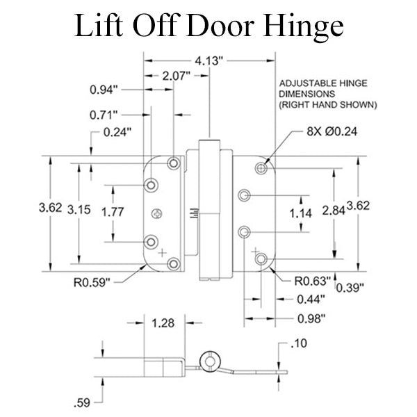 M3 Dual Adjustable Lift Off Hinge with Concealed Ball Bearings Right Hand - M3 Dual Adjustable Lift Off Hinge with Concealed Ball Bearings Right Hand