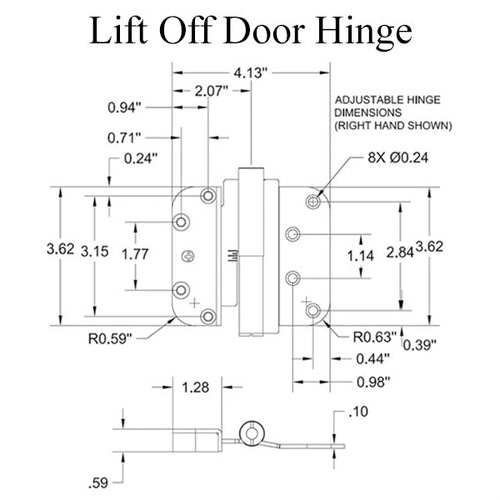 M3 Dual Adjustable Lift Off Hinge with Concealed Ball Bearings Right Hand - M3 Dual Adjustable Lift Off Hinge with Concealed Ball Bearings Right Hand