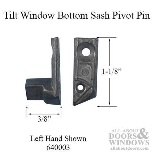 Tilt Window Pivot Pin, Bottom Sash, Zinc Diecast - Left Hand - Tilt Window Pivot Pin, Bottom Sash, Zinc Diecast - Left Hand
