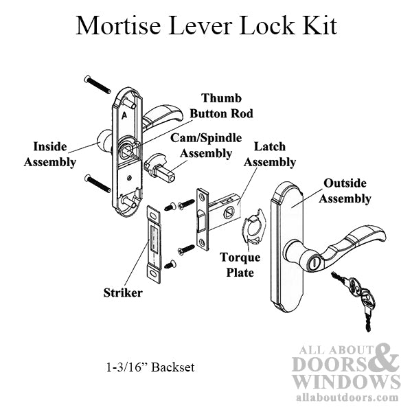 Larson Storm Door Mortise Latch 30mm Backset - Larson Storm Door Mortise Latch 30mm Backset