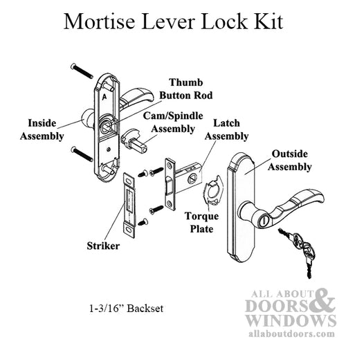Larson Storm Door Mortise Latch 30mm Backset - Larson Storm Door Mortise Latch 30mm Backset