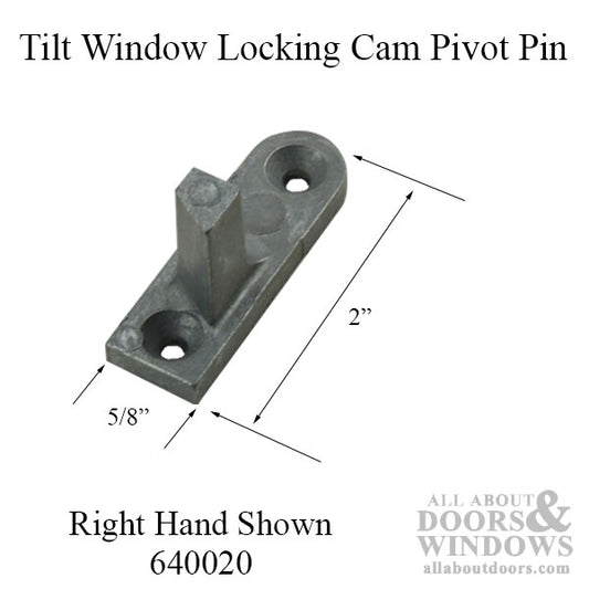 Tilt-In Window Locking Cam Pivot, Right Hand, Diecast - Mill Finish