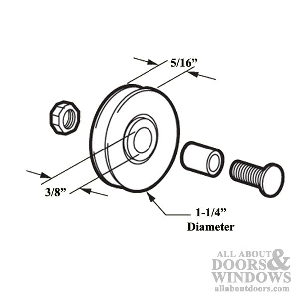 Bottom Mount Roller Assembly with 1.25 Inch Nylon Wheel for Sliding Screen Door - Bottom Mount Roller Assembly with 1.25 Inch Nylon Wheel for Sliding Screen Door
