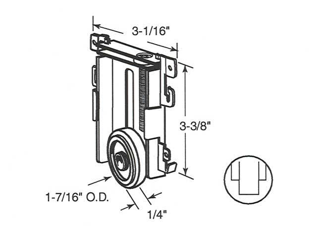 Mirror Door Roller, 1-7/16 inch dia - Mirror Door Roller, 1-7/16 inch dia