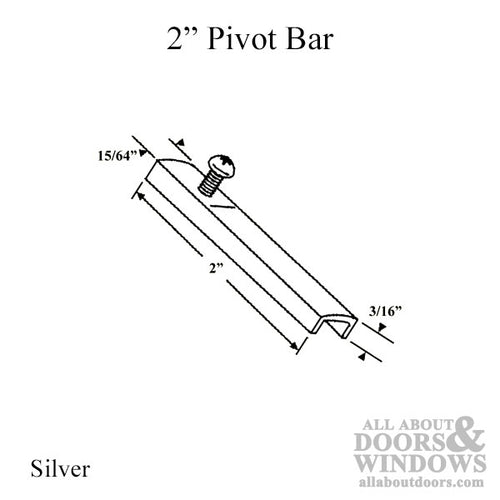 2 Inch Pivot Bar, 1 hole w/ Screw,  Stamped Steel - Silver - 2 Inch Pivot Bar, 1 hole w/ Screw,  Stamped Steel - Silver