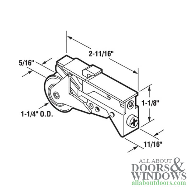 1-1/4  Steel  Wheel, Sliding Door Roller Assembly - 1-1/4  Steel  Wheel, Sliding Door Roller Assembly