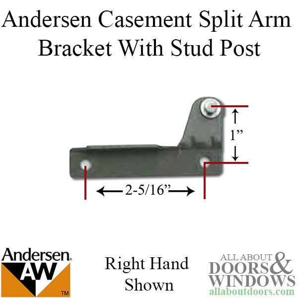 Andersen Window - Split Arm Bracket With Stud post 7198-14 - R H - Andersen Window - Split Arm Bracket With Stud post 7198-14 - R H