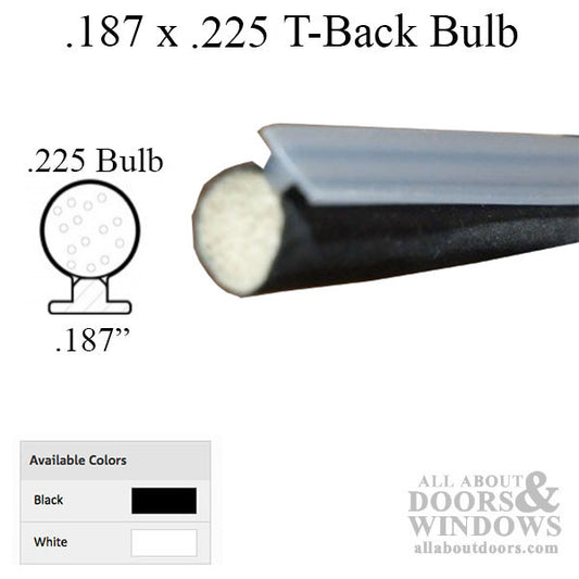 Weather-strip .187 T-slot backing  .225 foam filled bulb, slide-in type