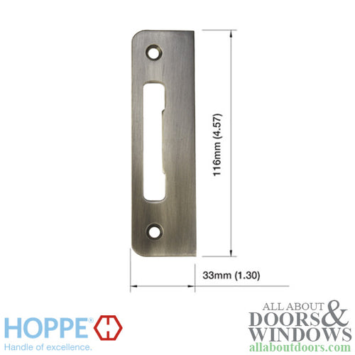 Strike Plate, PT0002N, Flat Tongue 1.30 x 4.57 -  Antique Nickel - Strike Plate, PT0002N, Flat Tongue 1.30 x 4.57 -  Antique Nickel