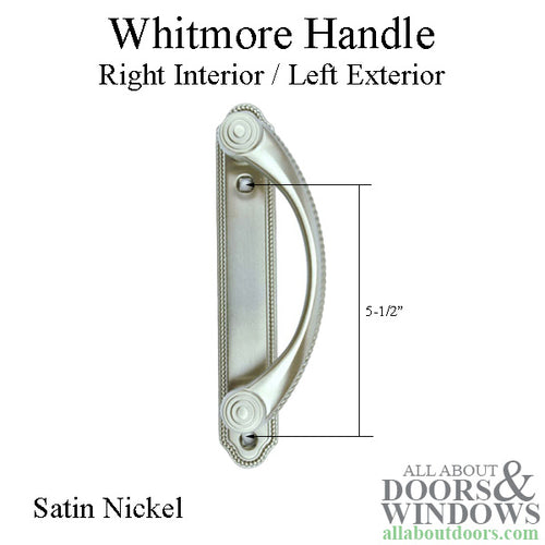 Andersen Whitmore Gliding Door Handle - Right Interior/Left Exterior - Satin Nickel - Andersen Whitmore Gliding Door Handle - Right Interior/Left Exterior - Satin Nickel