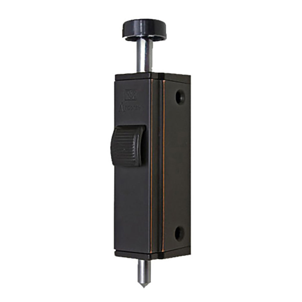 Andersen Auxiliary Foot Bolt Lock for Frenchwood Gliding Door - Distressed Bronze - Andersen Auxiliary Foot Bolt Lock for Frenchwood Gliding Door - Distressed Bronze