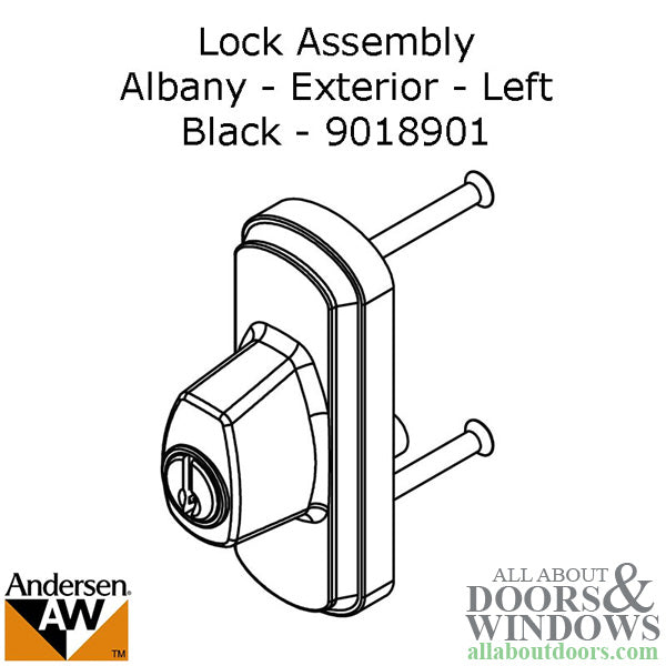 Andersen Frenchwood Gliding Doors - Lock Assembly - Albany - Exterior - Left - Black - Andersen Frenchwood Gliding Doors - Lock Assembly - Albany - Exterior - Left - Black