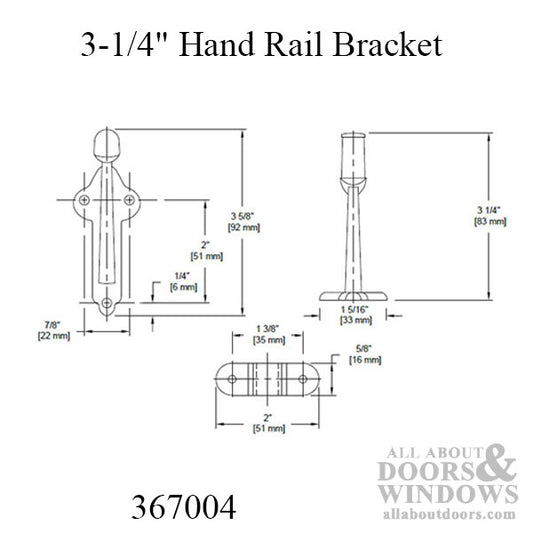 3-1/4 inch Handrail Bracket, Zinc - Choose Color