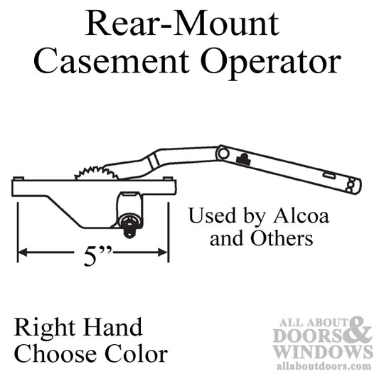 Rear Mount Dyad Casement Operators, 5-1/8" - Right Hand - Choose Color