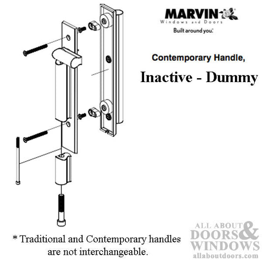 Marvin Contemporary Passive Handle, Ultimate Sliding French Door - Satin Nickel PVD