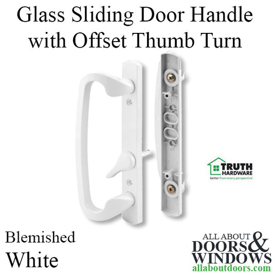 Legacy Glass Sliding Door Handle, Offset Thumb Turn, Blemished - White