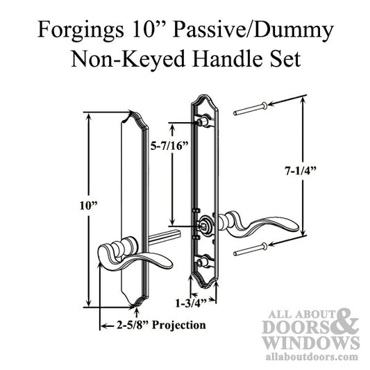 Forgings 10" Passive / Dummy Non-Keyed Handle Set - Choose Color