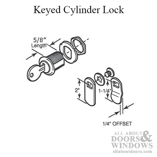 KEYED CYLINDER LOCK  1/4 inch OFFSET - 5/8 inch cylinder